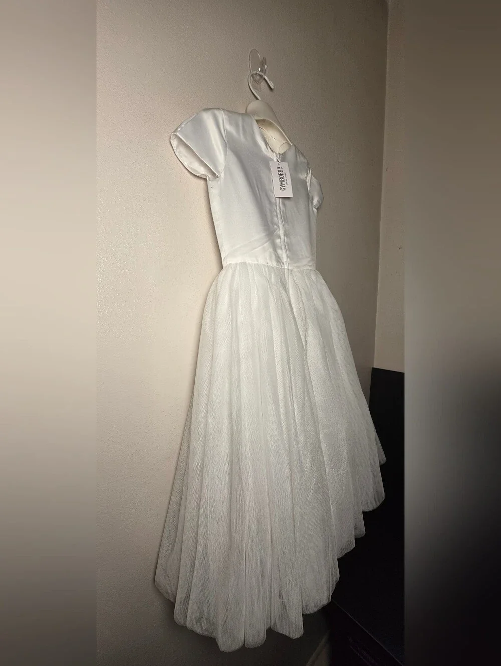 Gymboree White Satin & Tulle Dress with Waist Bow